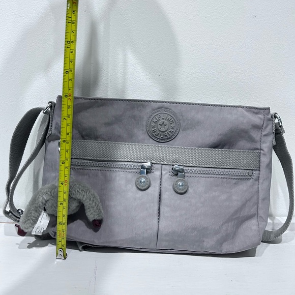 Kipling Angie Crossbody Bag Grey Lightweight Nylon Travel Purse Multi-Pocket - Picture 15 of 15